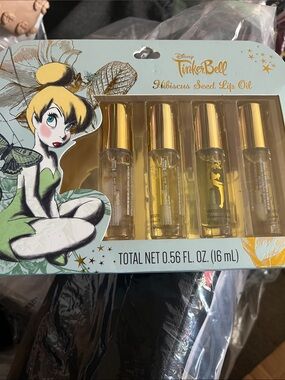 Disney Tinker Bell Hibiscus Seed Lip Oil Trio - Clear with Gold Accents